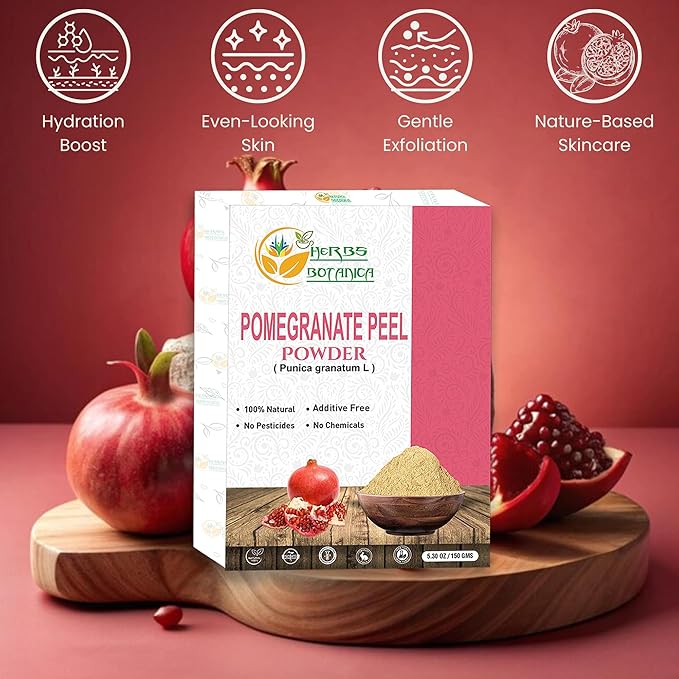 Pomegranate Peel Powder 100% Pure & Natural Pomegranate Powder for Herbal Tea, Skincare & DIY Beauty Finely Ground, Additive-Free, Resealable Pack 5.3 oz
