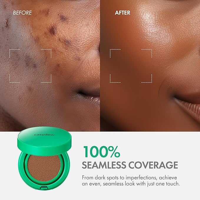 Easydew Mela B Toning Ampoule Cushion Refill - 2-in-1 Korean Skin Care & Face Beauty Makeup - Age-Defying Full Coverage Cushion Foundation with Niacinamide & Hyaluron-Vital C 0.45 oz (#41 Chestnut)