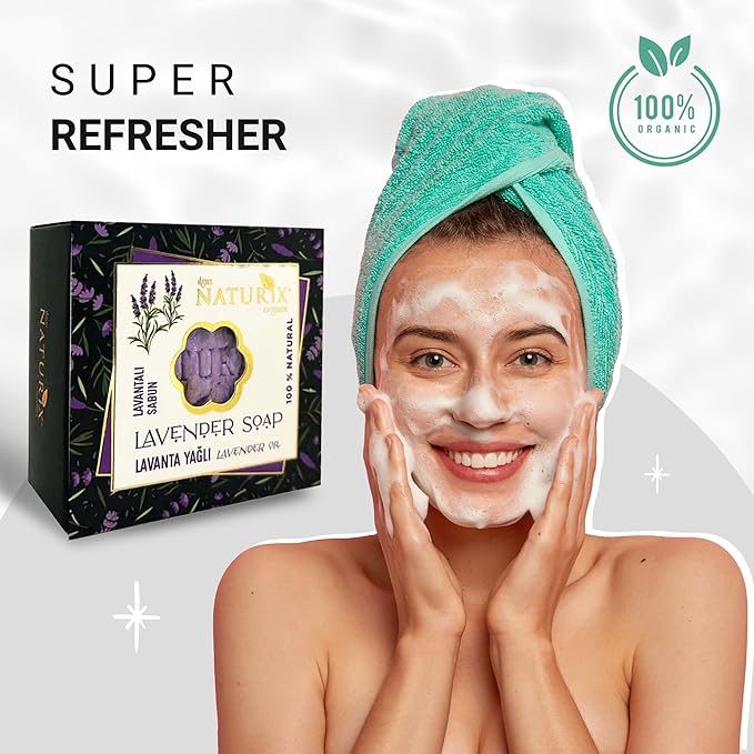Lavender Organic Bar Soap Moisturizing Soap Made from Natural Oil | Hair Hand Face Body Bath Wash | Skin Care Cleanser Shampoo