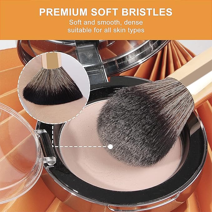 Makeup Brushes,MAANGE 10 PCs Travel Professional Makeup Brushes Set with Case,Foundation Kabuki Blush Eyeshadow Make Up Brush with Makeup Sponge and Brush Cleaner(Blackgold)