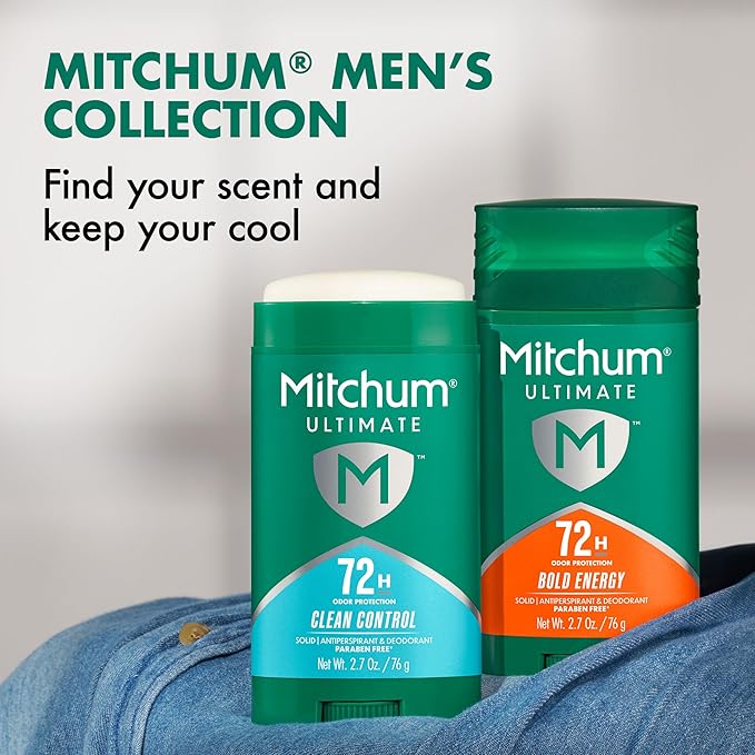 Mitchum Ultimate 72H Odor Protection Men’s Antiperspirant & Deodorant, Invisible Solid, Clean Control, 2 pack