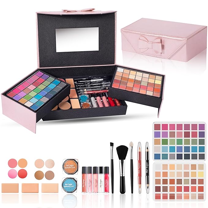 Hot Sugar Makeup Kit For Girls 10-12, Makeup Kit For Women Full Kit, Cosmetics Gift Set for Teens for Christmas Birthday (Pink)