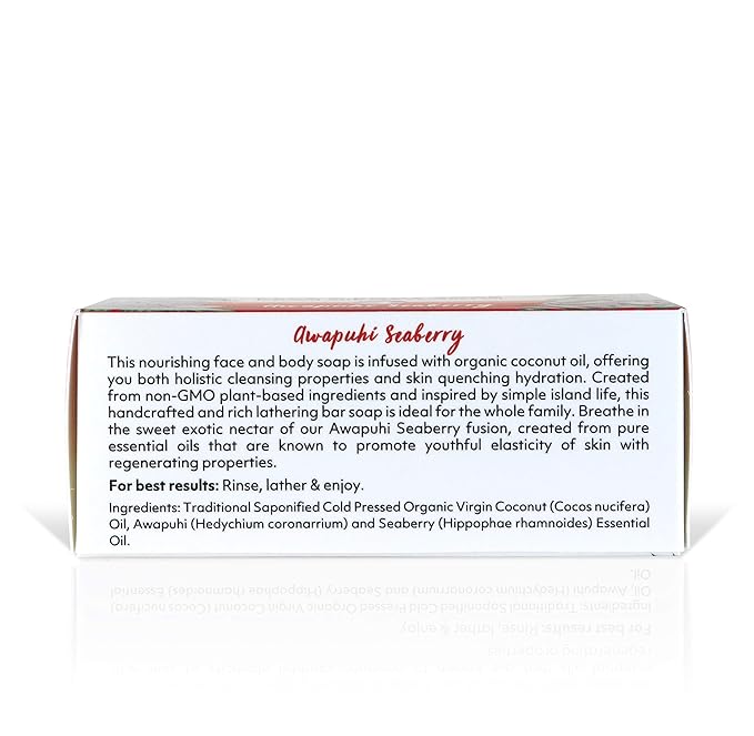 "Coco Fiji Soap Bar for Face and Body Infused With Organic Coconut Oil, Awapuhi Seaberry, Essential Oil, Natural Soap for Moisturizing & Pore Purifying Skin, 7 oz, Pack Of 2 "