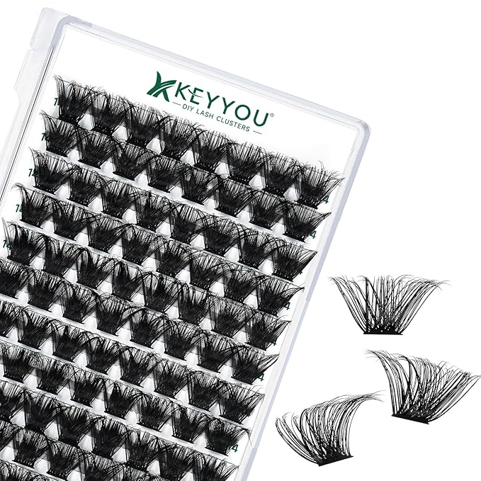 Lash Clusters 96pcs Individual Lashes D Curl 14mm Eyelash Clusters KEYYOU Volume Wispy Lash Extension Soft&Comfortable Easy DIY at Home(Y24,D-14mm)