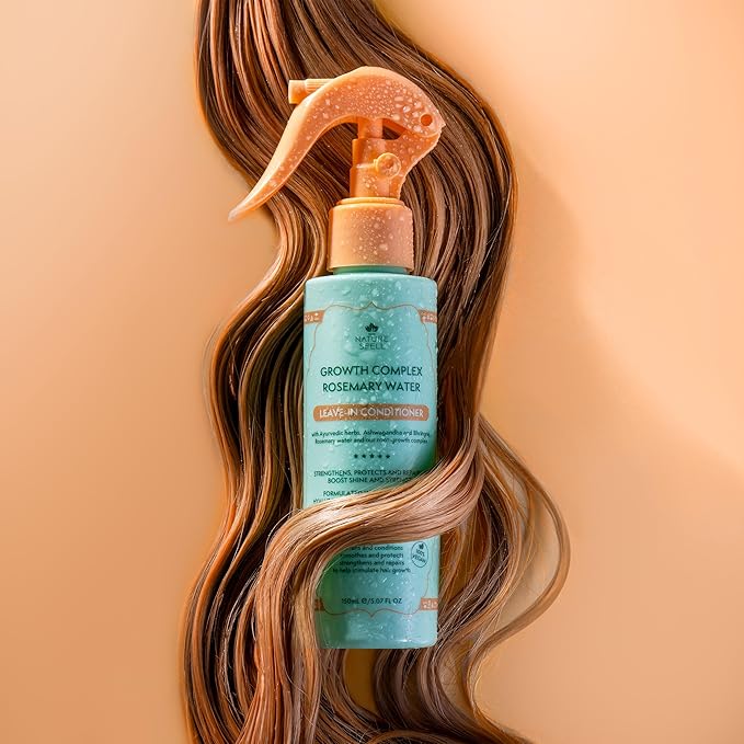 Nature Spell Rosemary Water Leave in Conditioner, Promotes Hair Growth, Heat Protection Spray, Detangling, Smoothes & Adds Shine, For All Hair Types, 5.07 Fl Oz