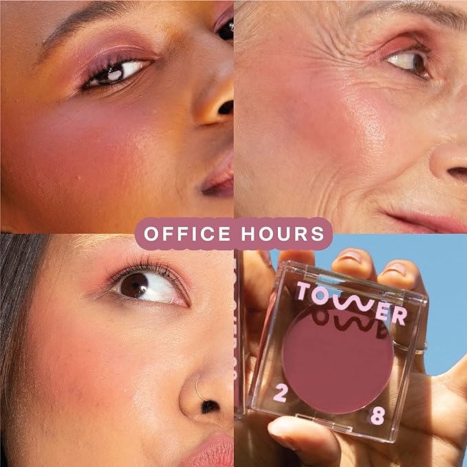 Tower 28 Beauty BeachPlease Cream Blush for Cheeks and Lips - Multi-Purpose Lip and Cheek Tint in Mauve Blush - for Sensitive Skin – Color OFFICE HOUR, Luminous Finish