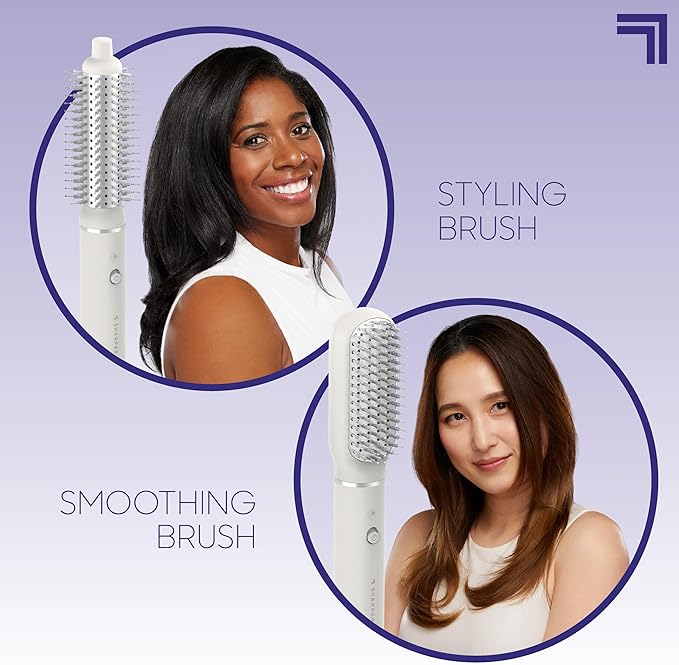 Sharper Image Revel 6-in-1 Airflow Hair Styler – Ionic Multi-Styler with Curling Wand, Detangler, Volumizing & Smoothing Brushes| Air Wrapping Styling Tool| Hot Brush| Straight & Curly Hair Product