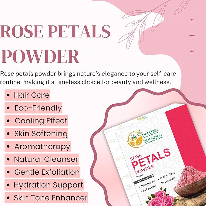 Rose Petal Powder Natural, 100% Natural for Face Mask, DIY Skin Care, Aromatherapy, No Preservatives or Colors, Chemical-Free Herbal Powder, 100 gm / 3.52 oz