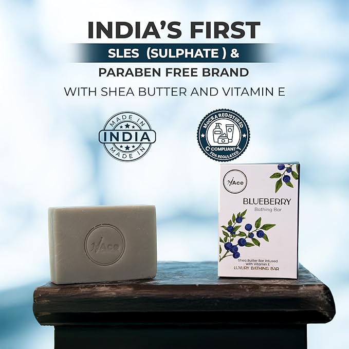 MY ACE Blueberry Bathing Bar – Handmade with Blueberry Extract & Coconut Oil, SLES & Paraben Free, Enriched with Shea Butter & Vitamin E – Antioxidant & Moisturizing
