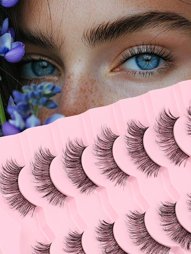 Natural Lashes Fake Eyelashes Pack C Curl Strip Lash 7 Pair Siligli