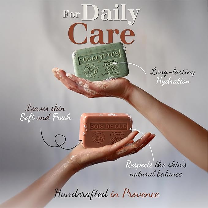 Lily Of The Valley Soap Bars 3xPack – Enriched With Organic Shea Butter - 97% Natural Ingredients - Traditionally Made - French Milled in Provence - Gentle For Skin – 3x8.8 oz - La Maison Du Savon