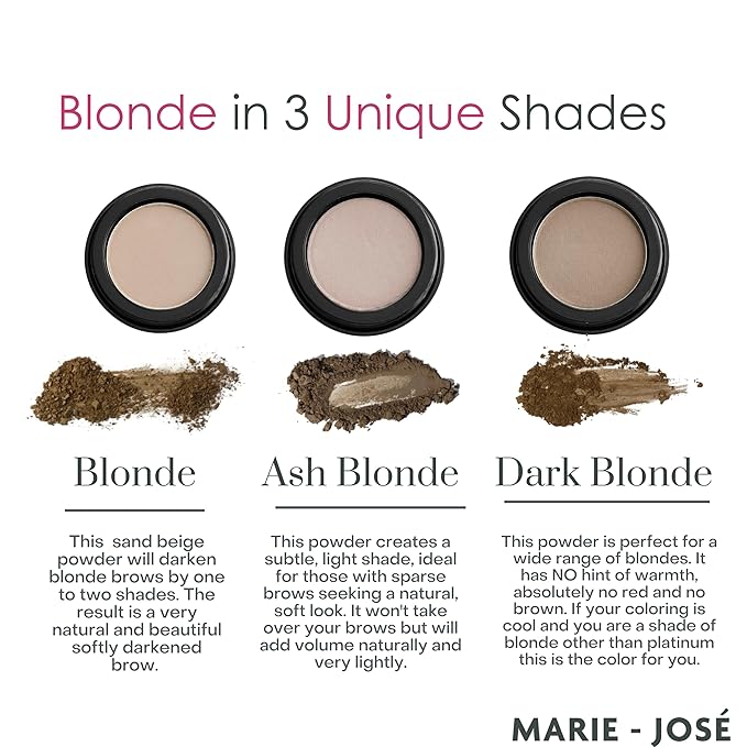 Marie-José Light Blond Eyebrow Powder Sand Beige Eyebrow Cake Powder - Effortless All-Day Brow Beauty - Compact Size 0.10oz for Purse or Travel Size - Made in USA