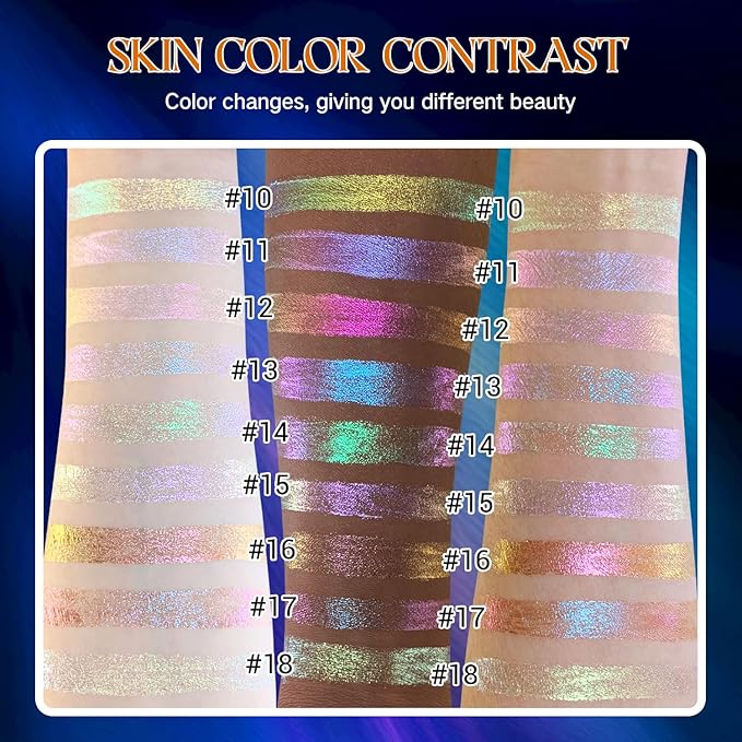 CHARMACY Liquid Duochrome Eyeshadow, Multi-Dimensional Eye Looks, Long Lasting Glitter Eye Shadow Sets Metallic Pigments, Quick Drying, Sparkling Shiny Eye Makeup for Beginners, 1.6g (#15)