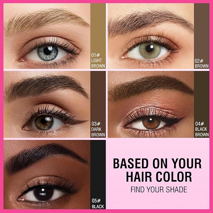 Eyebrow Pen, Brow Pencil 2-in-1 Dual-Ended Microblading Eyebrow Pencil with Micro-Fork-Tip & Precise Brush-Tip Crease Natural Hair-Like Brows, Last All-Day (Black)