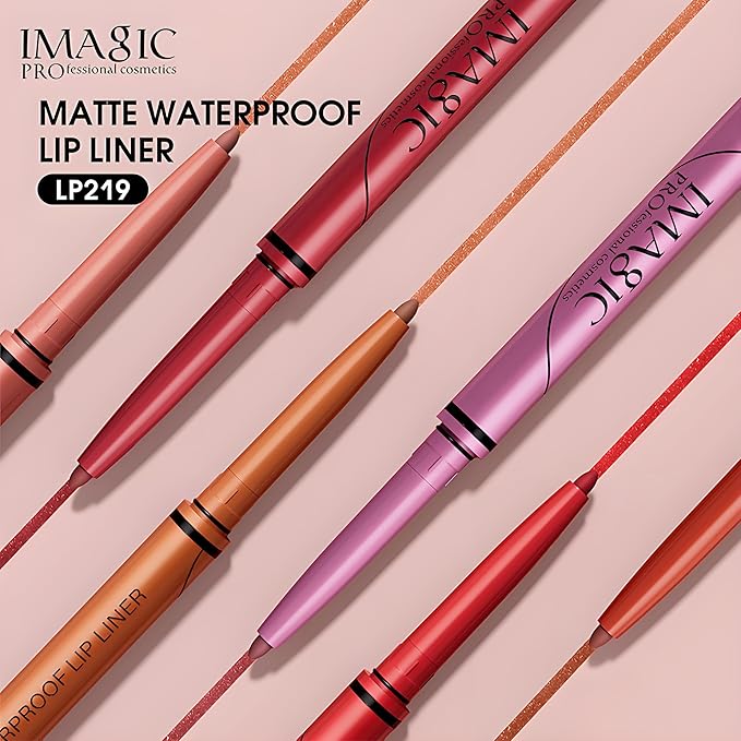 CCbeauty 6 Colors Matte Lip Liner Set, Waterproof and Long Wear Lipliner, Smudge-proof and Transfer-proof Lip Liner Pencil, Creamy Rich Color, Smooth Application, No Sharpener Required