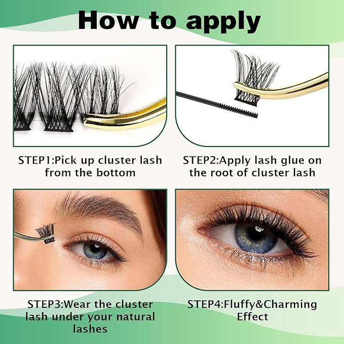 Lash Clusters 96pcs Individual Lashes D Curl 18mm Eyelash Clusters KEYYOU Volume Wispy Lash Extension Soft&Comfortable Easy DIY at Home(Y18,D-18mm)