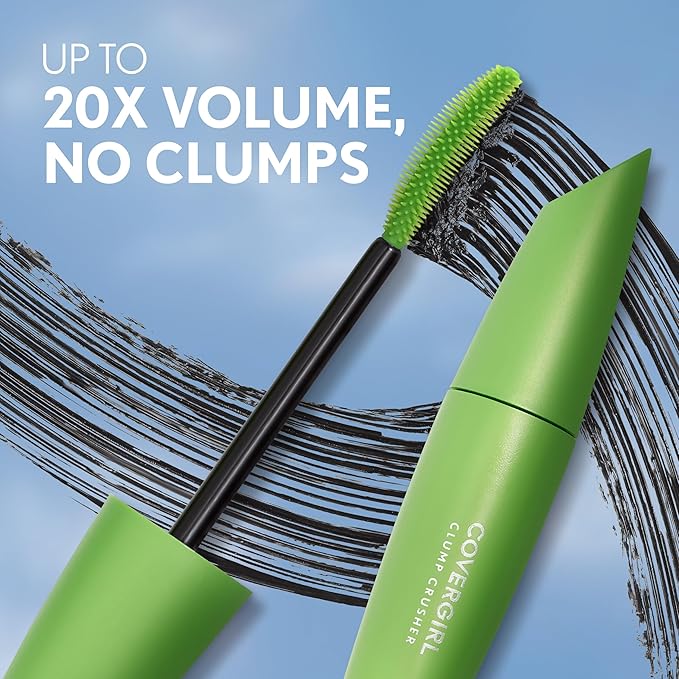 COVERGIRL Clump Crusher Mascara, 20X More Volume, Double Sided Brush, Long-Lasting Wear - 800 Very Black (Pack of 1)