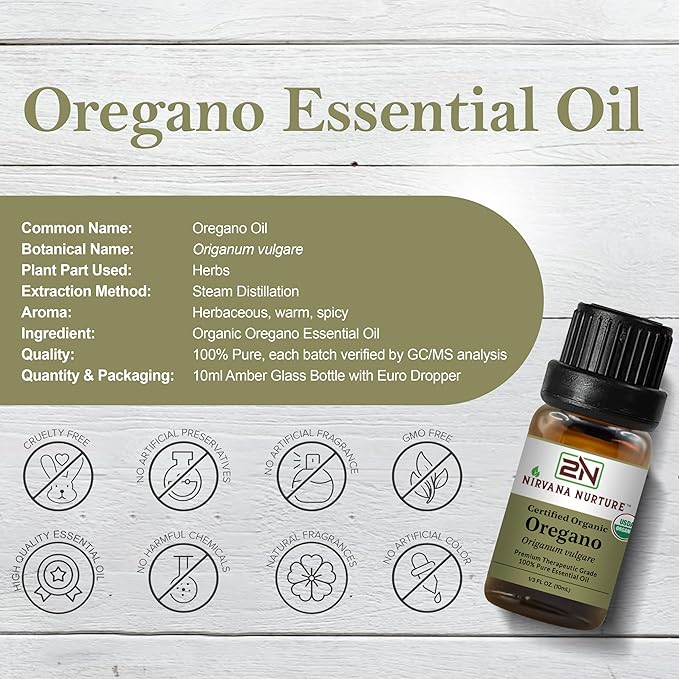 Oregano Essential Oil USDA Certified Organic, 100% Pure Natural Premium Grade, Undiluted