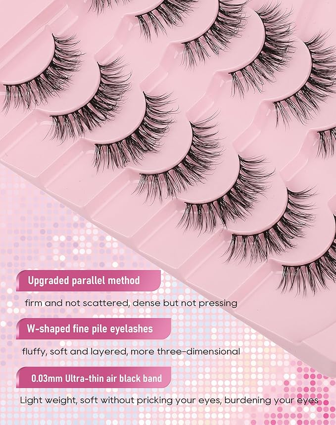 Frihappy Natural Lashes False Eyelashes Fake Lashes Natural Eyelashes Wispy Eyelashes Opening Eyes Effect 17mm Lashes 3D Air-Zoraaster