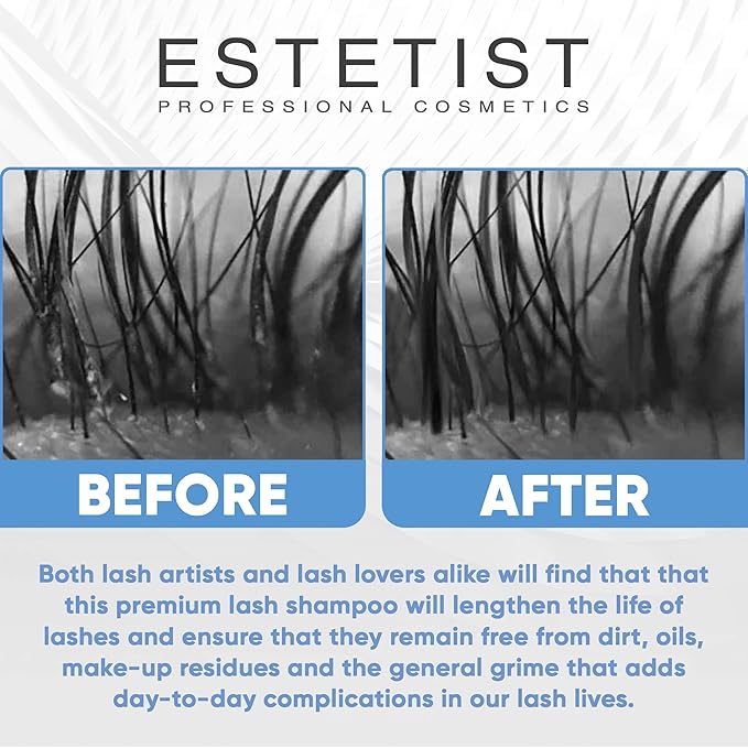 ESTETIST Eyelash Extension Shampoo & Brush Kit, Lash Wash & Foaming Cleanser for Extensions, Gentle Lash Cleaning Kit for Home or Salon Use, Oil-Free, Suitable for Sensitive Eyes