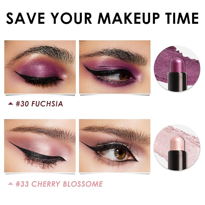 FOCALLURE 2PCS Cream Eyeshadow Stick Sets,Matte and Shimmer Eye Brightener, High Pigmented Crease-proof Pencil,Long Lasting Eye Shadow Highlighter Makeup,Blossom