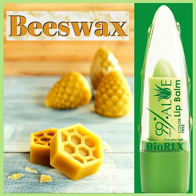 BioRLX 99% Purity Aloe Vera Lip Balm - Natural Moisturizing Unisex Lip Care for Hydrated and Radiant Lips (Aloe Vera - Color Free, 0.12 Ounce (Pack of 2))