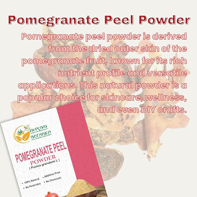 Pomegranate Peel Powder 100% Pure & Natural Pomegranate Powder for Herbal Tea, Skincare & DIY Beauty Finely Ground, Additive-Free, Resealable Pack 5.3 oz