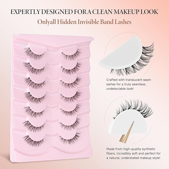 Onlyall Natural Lashes 3/4 Lashes Short Lashes Wispy Lashes Natural False Eyelashes Natural Look Short Eyelashes 12mm Lashes H20