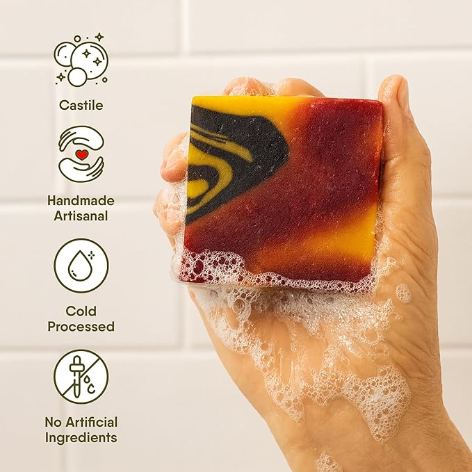 360 Feel Assorted Bar Soap Set - Made in the USA - Castile Handmade All Natural Cold Processed - Includes 4 Assorted Scents - Earthy, Floral, Fruity, & Sweet Fragrances - (5oz, 4-Pack)