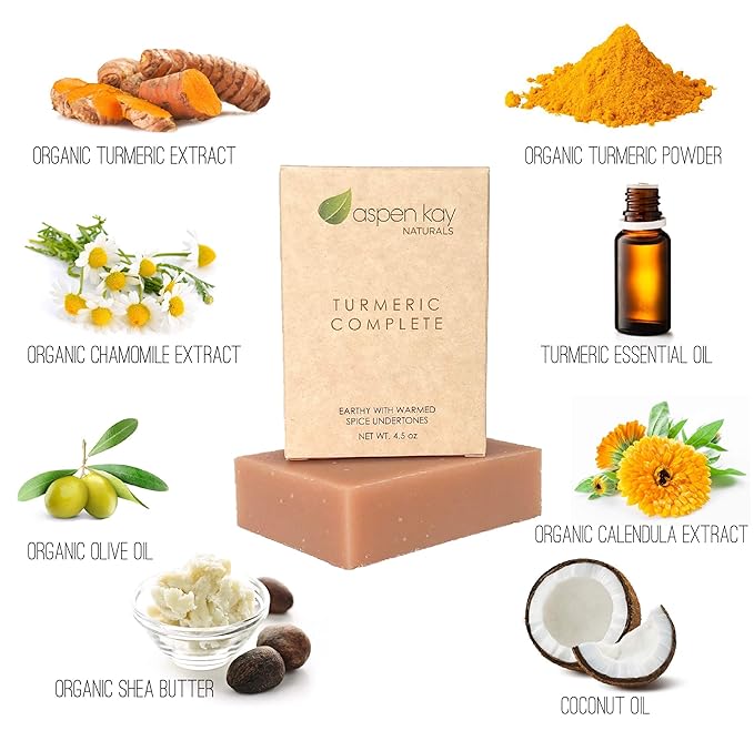 Turmeric Soap - Made with Natural and Organic Ingredients - 2 Pack Soap Dish, Draining Dish 100% Natural Poplar Wood