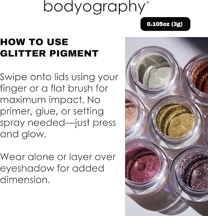 Bodyography Glitter Pigments (Flip Side): High Shine Glitter Shadow | Gluten-Free, Cruelty-Free
