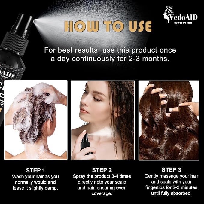 Black Rice Water Spray for Hair Growth – Organic Hair Serum with Castor Oil & Ginger Root – Strengthens, Thickens & Repairs Hair – Hair Loss Treatment for Women & Men – 100ml/3.2 fl.oz (2pc)