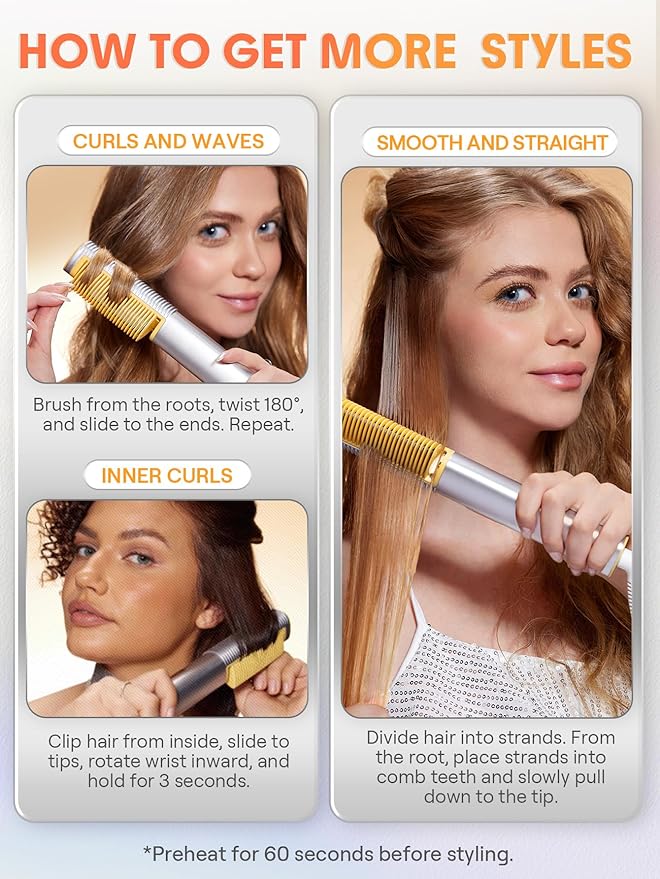 SHEGLAM Straightener Brush 3D Ionic Hair Straightening Brush with 24K Gold Heated Comb, Anti-Scald Design, 60s Fast Heat-Up, Auto-Off, Frizz Control, Sleek & Smooth Styling