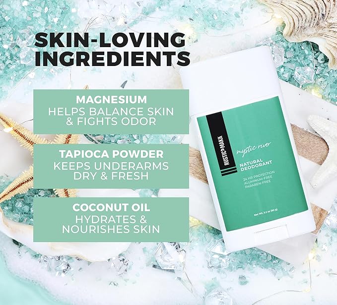 Rustic MAKA Natural Deodorant | Mystic River Scent | Aluminum-Free, Paraben-Free | Baking Soda-Free & Cruelty-Free | 24-Hour Odor Protection | For Women & Men