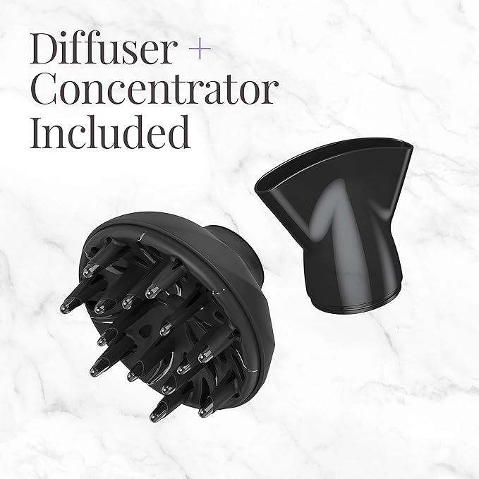 Remington Damage Protection Hair Dryer with Ceramic Ionic Tourmaline Technology, Grey, Diffuser and Concentrator, 3 Piece Set