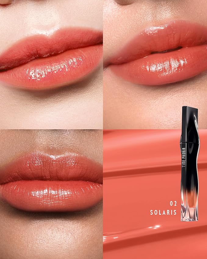 Stellar Dust Lip Stain 02 Solaris, Transfer-Proof &Smudge-Proof Lip Gloss, Vibrant Orange Tinted Glossy Finish, High-Pigment Vibrant, Hydrating Lightweight Long-Lasting Lip Makeup for Women