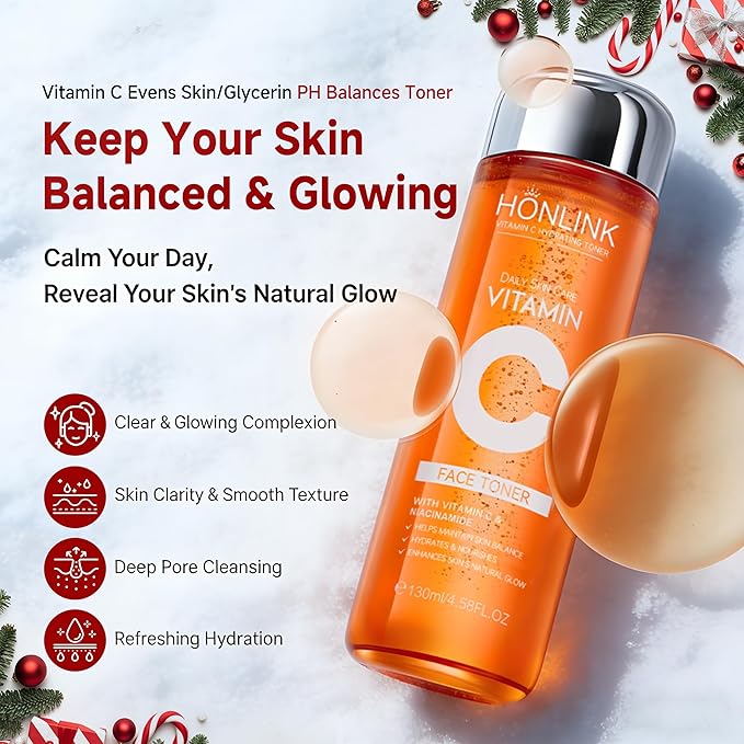 Premium 5X Vitamin C Face Toner, Facial Care Toner, Hyaluronic Acid Hydrating Facial Treatment for Even Skin Korean Tone, Safe Glowing Skin 130ml,K-Beauty,Tiktok Morning & Evening Skincare Women Gift