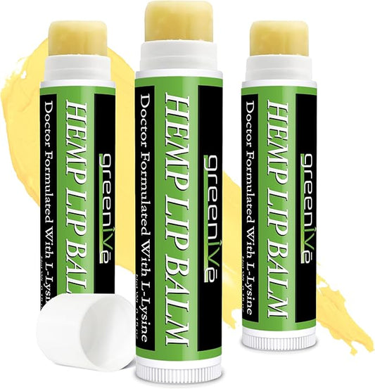 GreenIVe Hemp Lip Balm, Vegan, Omegas 3 & 6, Vitamin E, L-Lysine, Hydrating Handcrafted (3)