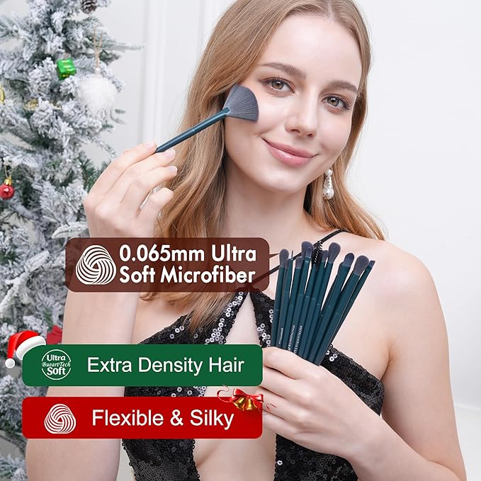 Bueart Design 26Pcs Christmas Professional Makeup Brushes Set with Elegant Box,Premium Ultra Soft Synthetic Brush for Foundation Blush Powder Contour Concealer Bronzer Eyeshadow for Pro makeup