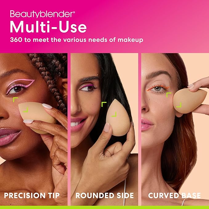 Beautyblender® | Nude Beige Beauty Blender Makeup Sponge, Super-Soft Foam Easily Blends Foundations, Powders & Creams, Made in USA, Reusable, Washable, Streak Free Application, Vegan, Cruelty Free