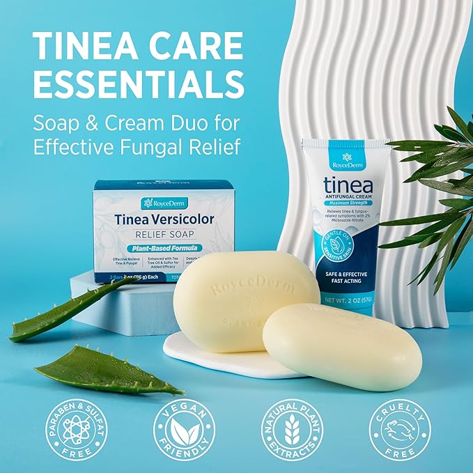Roycederm Tinea Versicolor Treatment, Athletes Foot Treatment, Ringworm Treatment for Humans, for Tinea Versicolor & Pedis,Fast Healing Anti Fungal Skin Cream - Multi-Functional - Pack of 2