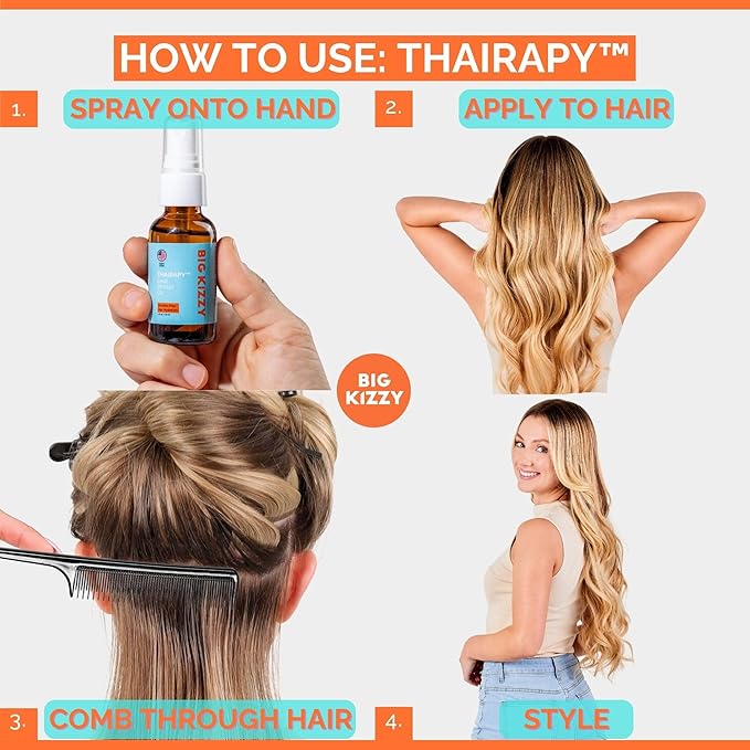 Big Kizzy Thairapy Hair Oil - Ultra Concentrated Serum to Restore & Repair Dry, Frizzy Hair, and Support Healthy Hair Growth. Pure Argan, Marula and Coconut Oil, 1 oz