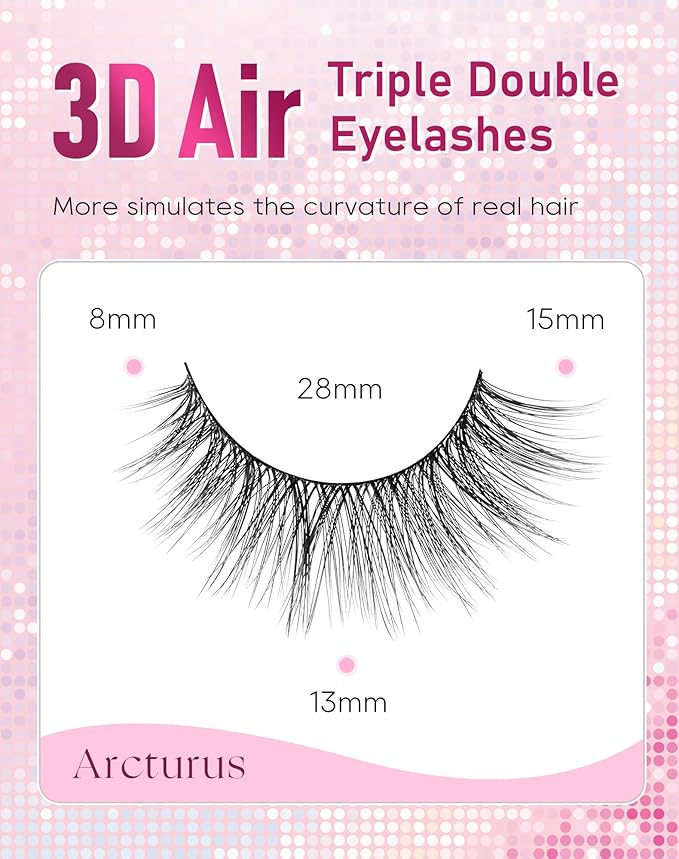 Frihappy Fake Lashes Natural False Lashes Wispy Lashes Fluffy False Eyelashes Natural Fake Eyelashes Strip Lashes 13mm Lashes 3D Air-Arcturus