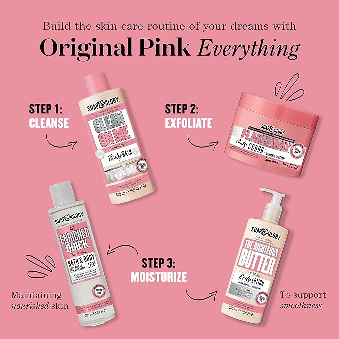 Soap & Glory Original Pink The Scrub Of Your Life Exfoliating Body Scrub - Smoothing & Buffing Vegan Scrub - Rose & Bergamot Body Polish with Shea Butter & Vitamin E (200ml, 2 pack)