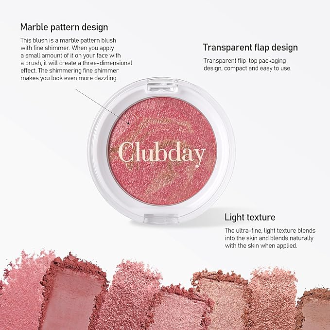 Marbleized Blush Powder Long-Lasting, Glowing Finish, Smooth & Blendable, Suitable for All Skin Tones, 0.12 Oz-04