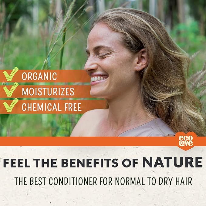 ecoLove - Natural Conditioner for Dry, Damaged Hair and Color Treated Hair - No SLS or Parabens - With Natural Carrot and Pumpkin Extract - Vegan and Cruelty-Free, 17.6 oz