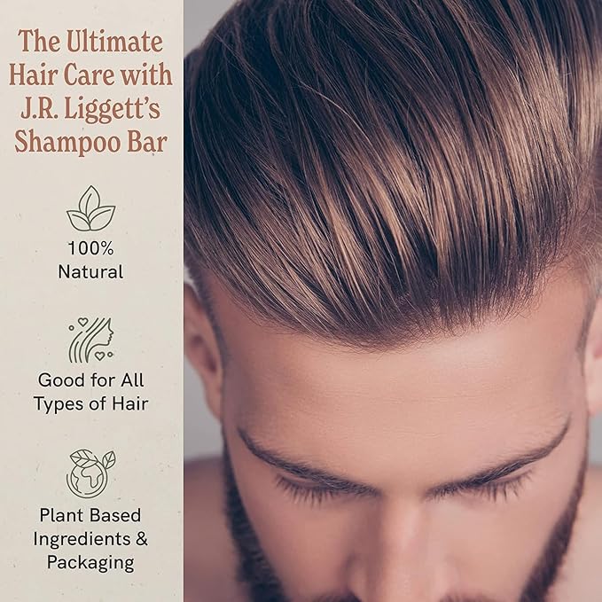 J·R·LIGGETT'S All-Natural Shampoo Bar, Virgin Coconut and Argan Oil - Strong and Healthy Hair-Nourish Follicles with Antioxidants and Vitamins-Detergent and Sulfate-Free, Set of Three, 3.5 Ounce Bars