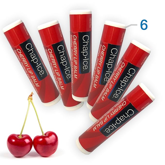Chap-Ice Full-Stick Traditional Lip Balm with SPF - 6 count (6 Count, Cherry (SPF-4))