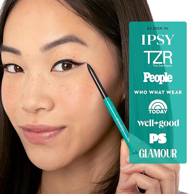 Thrive Causemetics Infinity Waterproof Eyeliner Pencil, Built In Sharpener & Smudge Tip, Long Lasting, Smudge Proof, Hyaluronic Acid & Shea Butter, Vegan & Cruelty Free, Lauren (Black Matte)