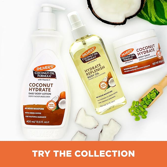Palmer's Coconut Oil Formula Body Lotion for Dry Skin, Hand & Body Moisturizer with Green Coffee Extract & Vitamin E, Pump Bottle, 13.5 Fl Oz (Pack of 2)